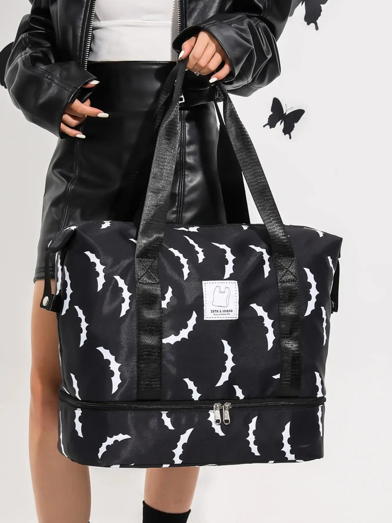 Classic style versatile large capacity women's bag, personalized pattern, contrasting color, Lightweight Portable Bag for sports gyms, yoga, travel and other occasions, Multifunctional bag, Travel Duffel Bag