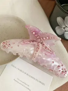 1PC Starfish Decor Hair Claw, Rhinestone Decor Claw Clip, Fashion Hair Accessories for Women & Girls, Bling Hair, Minimalist Headwear Suitable for Thick Hair