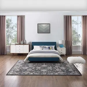Modway Kazia Distressed Floral Lattice 8x10 Area Rug in Dark Gray and Ivory