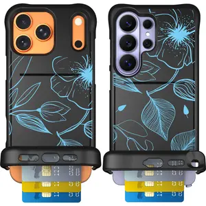 Scooch Wingmate Hidden Wallet Case for iPhone and Galaxy - Blue Hibiscus & Willow Garden