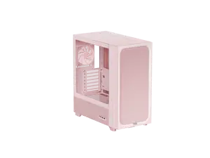 TRYX FLOVA Pink Mid-Tower ATX PC Case Breathable Fabric-Crafted Tempered Glass ATX Case Quiet Cross-Flow Fan Three Speed Modes Computer Case 360mm Radiator Support USB Type-C 3.2 Gen 2x2 I/O Panel