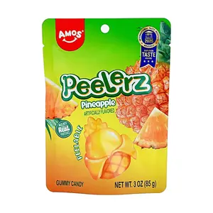 Amos Sweets Pineapple Gummy Candy - Real Fruit Juice, Soft & Chewy, 85g Bag