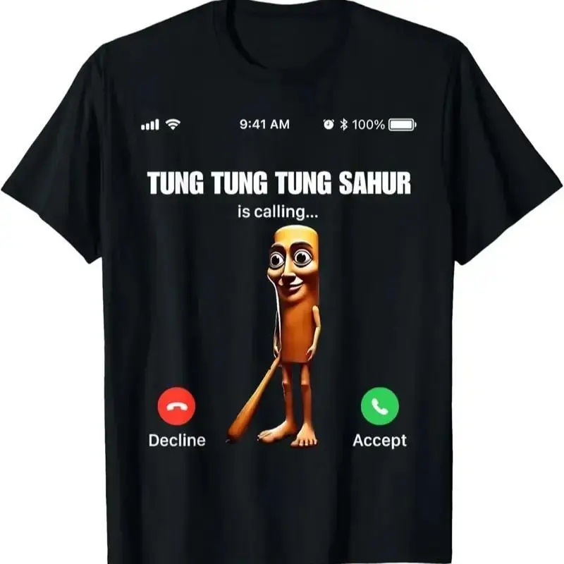 100 Percent Cotton Unisex T Shirt Featuring Tung Tung Tung Sahur Italian Brainrot Meme Graphic graphic tees