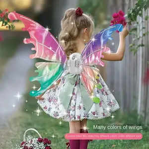 Children's Electric Glow-in-the-Dark Butterfly Wings | Girls' LED Fairy Wings | Halloween & Birthday Party Costume Toy Gift | For Girls Ages 4–12 | Princess Role-Play Costume