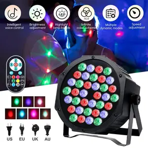36 LED Stage Lights RGB DJ LED Par Light Remote & DMX Controlled Sound Activated Auto Play Uplights for Wedding Birthday Christmas Holiday Music Show Dance Party Stage Lighting