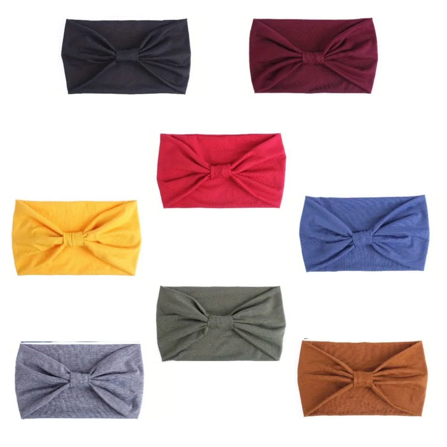 Women's Vintage 8-Piece Bohemian-Style Headbands - Soft Elastic Hair Ties with Chic Knots, Wide Sweat-Wicking Workout Headbands for Yoga, Running, Nurse Scarf Head Wrap, Workout Headband