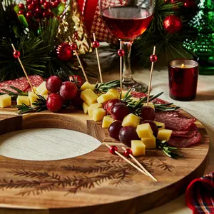 Wreath Dessert/Serving Board with 20 Cocktail Picks