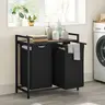 SONGMICS VASAGLE Modern Compartmentalized Laundry Hamper for Home Goods, Rectangular Home Organizer with Top Shelf, Pull-Out Bag, Antitip Wall Mount, 2 x Anti-Tip Device, MDF+Oxford (1 Compartment 19.7x13x28.4in, 2 Compartments 28.8x13x28.4in)