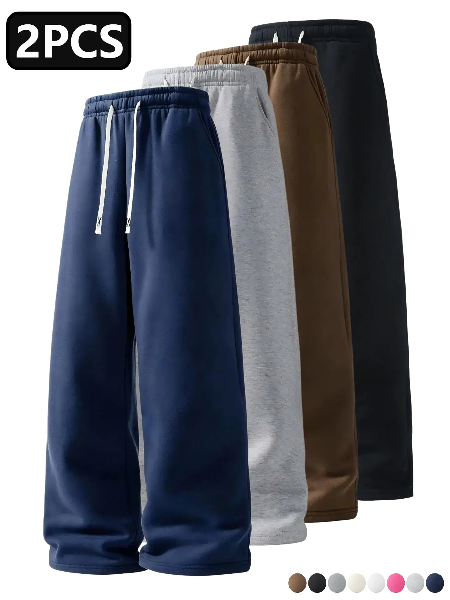 2-Pack Men's Sweatpants, Loose Fit Straight Leg Open Bottom Pants, Drawstring Elastic Waist Casual Athletic Lounge Pants for Gym Workout Daily Wear
