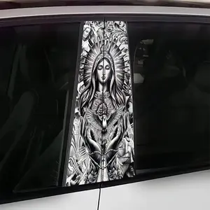 2pcs Virgin Mary Prayer B Pillar Car Stickers, Waterproof UV Resistant No Scratch Vinyl Decals, Religious Style Personalized Car Decoration, Vehicle Exterior Decoration