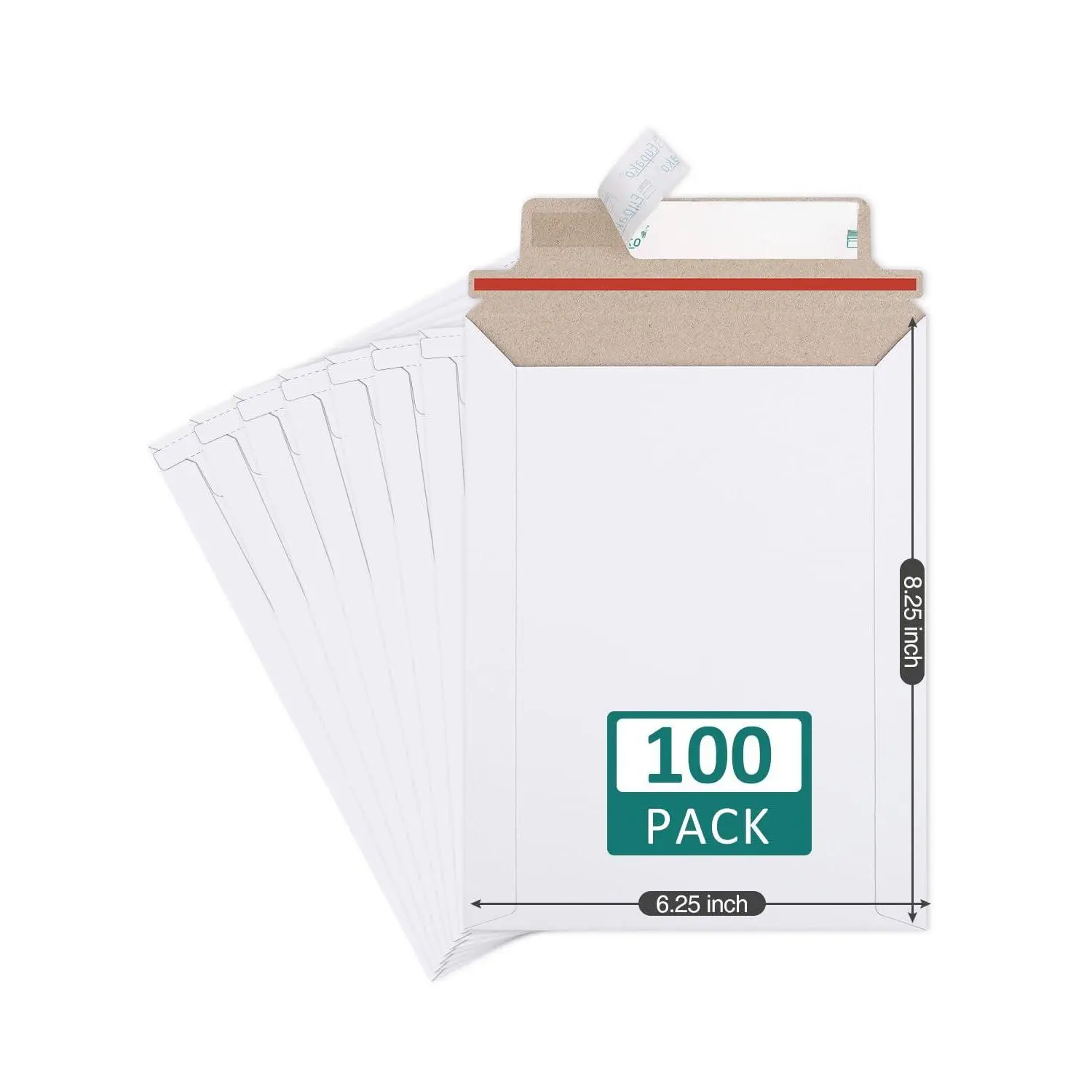 100 Pack 6x8 Photo Document Mailer White Stay Flat Self-seal Cardboard Envelopes For Cds  Pictures Documents 6.25 X 8.25 Inches
