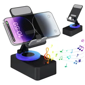Induction Bracket Speaker, Cell Phone Stand with Wireless Bluetooth Speaker, HD Surround Sound & Led Color Changing Light, Gifts for Men, Compatible with iPhone/Android