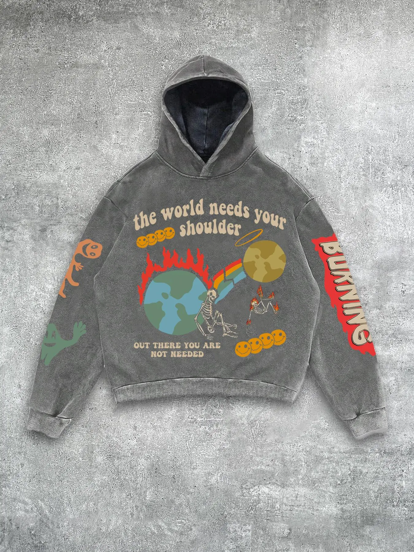Men's Letter & Graphic Print Cover Up Hoodie, Street Fashion Casual Hooded Sweatshirt for Daily Holiday Outdoor Wear, Men Clothes for Spring