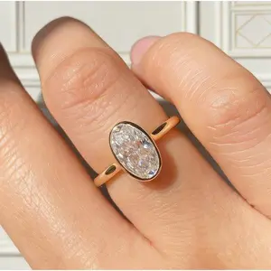 Geometric Zircon Inlaid Ring | Women's Classic Egg-Cut Personality Fashion Design