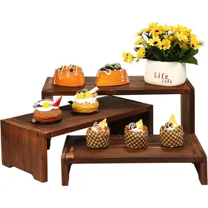 3 Tier Cupcake Stand & Wood Display Risers,for Food Desserts Stand Perfume Organizer Funko POP Collections, Display Stand for Organizer and Decoration Racks