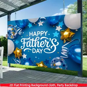 Happy Father's Day Photography Backdrop Blue Gold Balloons Theme Party Decoration Best Dad Ever Background Stars Streamers Portrait Banner Men Birthday Gift Celebration Cake Smash Photo Booth Prop Studio Accessories Wall Decor