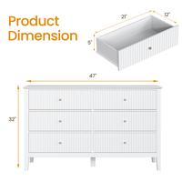 NO Mirror-6 Drawers-White