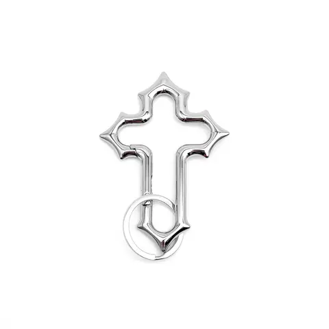 Crusader Carabiner Gothic Cross Metal Keychain Solid Design Zinc Alloy Ideal for Heavy Belt Loop Accessories Bold Streetwear Fashion