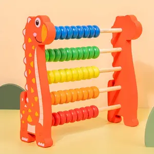 Dinosaur Rabbit Learning Math Abacus Suitable for Classroom 5 Stages Wooden Abacus Suitable for Children Boys and Girls Over Three Years Old Math Multicolor Beads Educational Counting Toys Preschool Math Teaching Tools Gifts