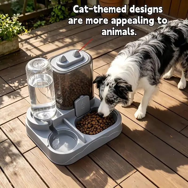 Large Capacity Automatic Pet Feeder and Water Dispenser, Food Feeders, Dry Wet Separation, Transparent Design, Battery-Free, Ideal for Cats and Dogs