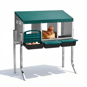 Chicken Nesting Box, 3/6 Compartment Nesting Box for Laying Eggs, Wall Mount Chicken Brooder Box with Perch, Easy Egg Collection, Cleanable Pull Out Hen Roosting Boxes, 3 Holes