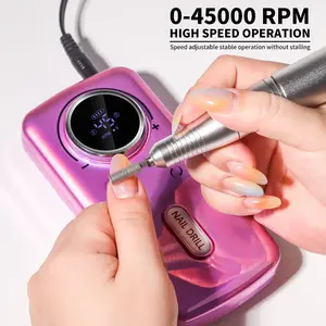[Ultra-Quiet Electric Nail Drill] 45,000 RPM Ultra-Quiet Electric Nail Drill - LCD Display USB Rechargeable Nail File for Gel Polish Removal & Manicure Accessories