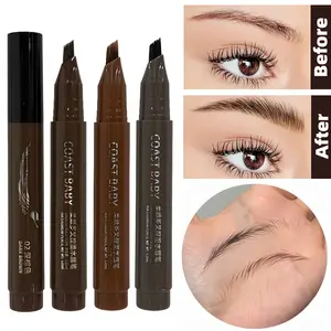 Soft multi-fork water eyebrow pencil, multi-branch brush head simulation hairflow design, one stroke outlines the root and root clear eyebrow shape, accurately fills the hairline and sparse eyebrow area, natural three-dimensional