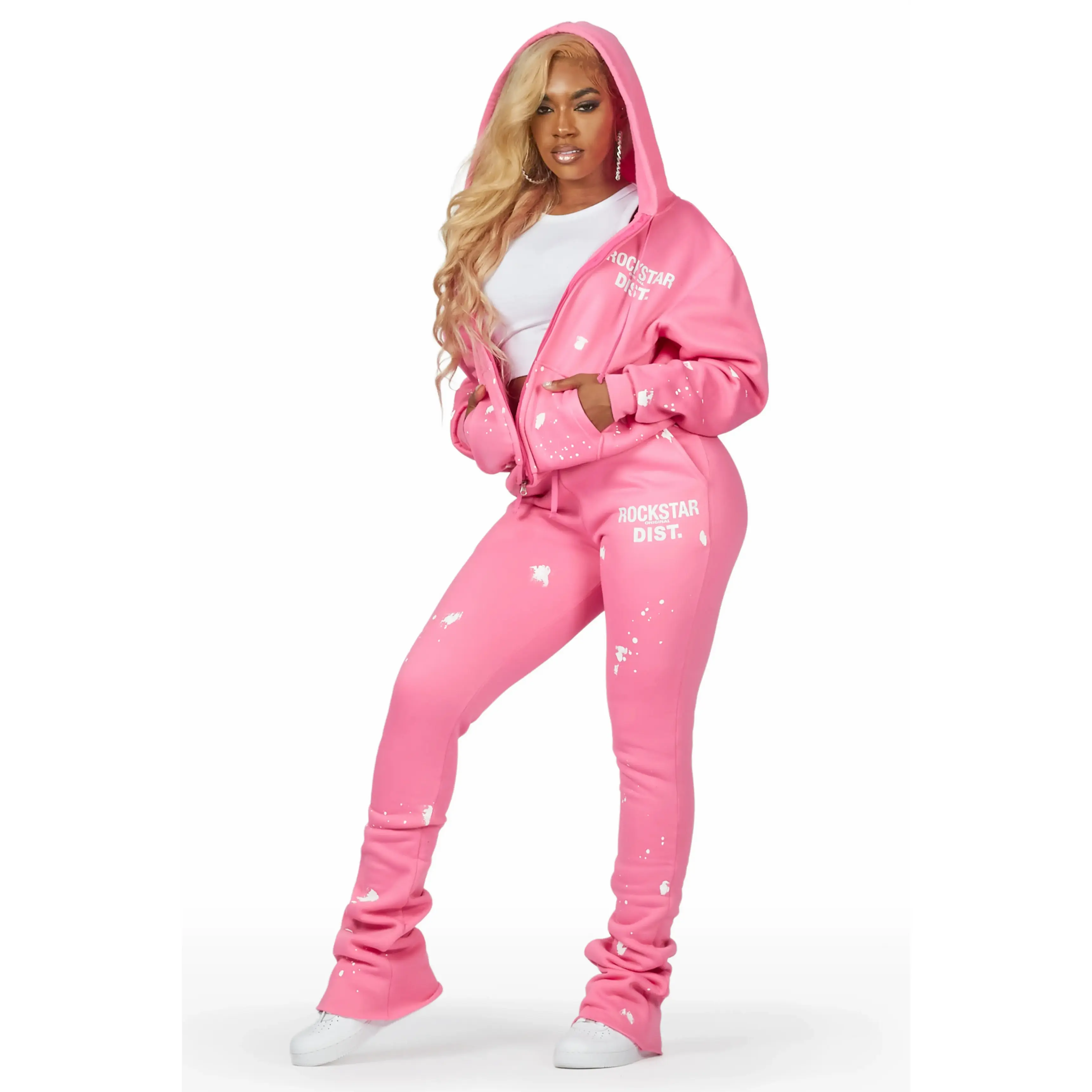 Halloway Bubblegum Pink Zip Up Super Stacked Trackset Halloway Bubblegum Pink Zip Up Super Stacked Trackset