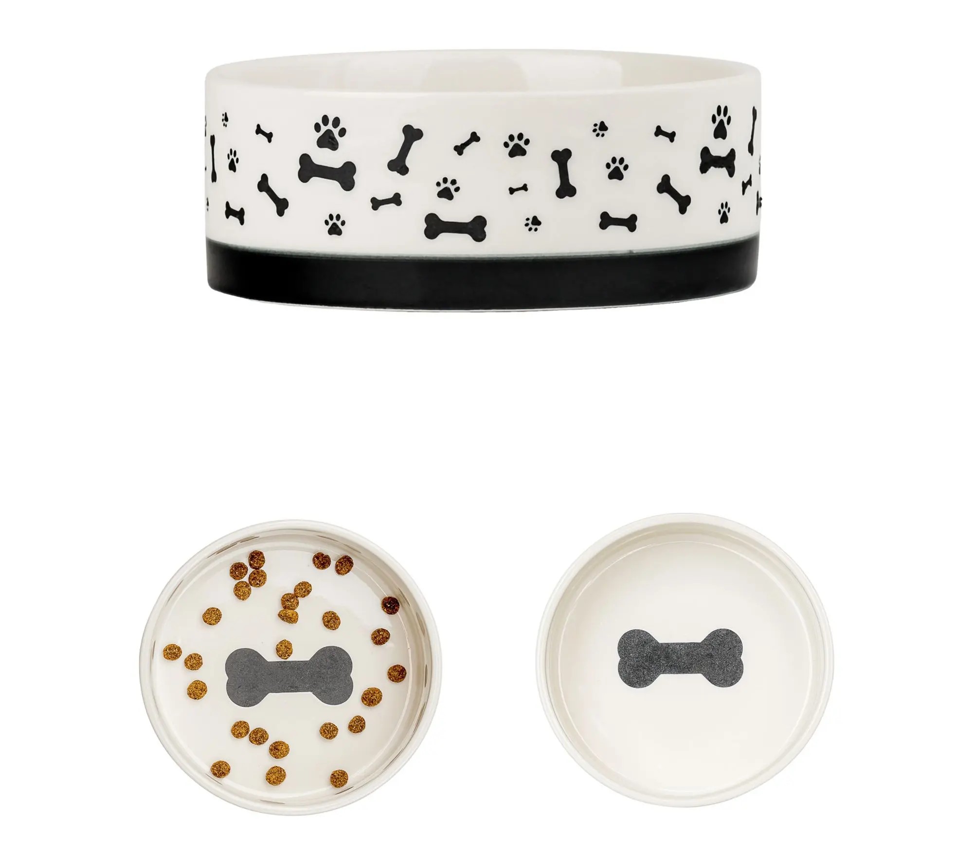 10 Strawberry Street Set of 2 Bone & Paw Pet Dish, Small