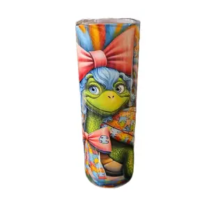 Autism Turtle 20oz Tumbler - Colorful Design with Bow and Puzzle Pieces - Perfect for Daily Use