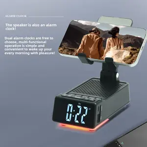Phone Stand with Bluetooth-compatible Speaker and Clock, Birthday Gift for Him, Wireless Speaker Phone Holder, Perfect for Parents Husband Son
