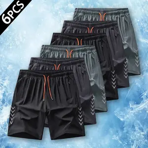 6‑Pack Men’s Quick‑Dry Dot‑Print Athletic Shorts, Elastic Drawstring Zipper‑Pocket Sport Shorts, Lightweight Breathable Multi‑Pack Summer Casual Bottoms