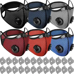 6 Pcs Dust Mask Breathable Reusable Adjustable Respirator Mask with 24 Activated Carbon Filters for Woodworking Cydling Running Dust-Proof Bicycle Face Mask, Protective Mask Outdoor Activities for Women and Men