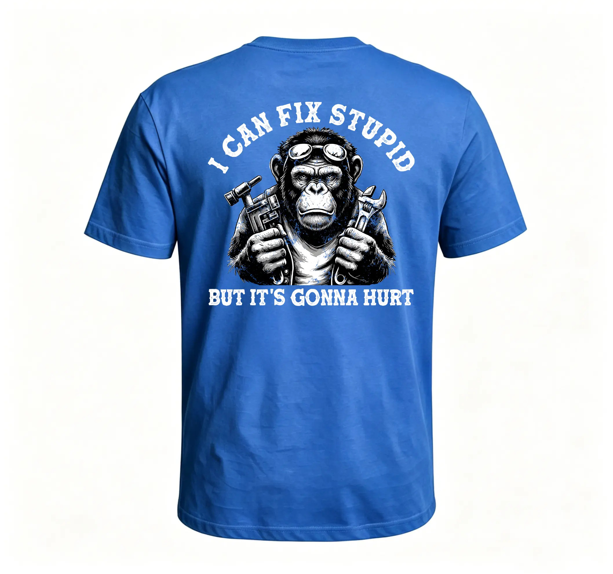 Monkeysober 100% Cotton Men's Suitable For All Seasons I Can Fix Stupid But It's Gonna Hurt Monkey Casual Funny Ironic Fashion Pure Cotton Gift Giving Printed T-shirt