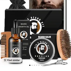 Varolan Professional Beard Growth Kit with Oil Balm Comb and Scissors for Men's Grooming Natural Softening Formula
