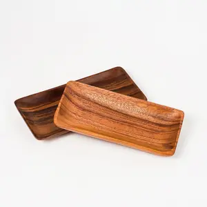 Casa/Legno Rectangle Wooden Tray - Acacia Serving Platters for Parties, Fruits, Cheese, Sushi and Other Dishes - Decorative Rectangular Wooden Kitchen Plates for Food Serving - Set of 2