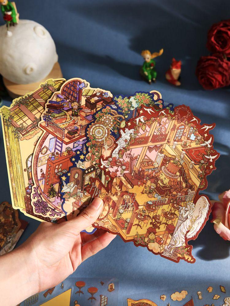 Prince's Storybook Series – 3D Miniature Scene Sticker Kit,DIY Layered Diorama for Journaling & Scrapbooking,Fantasy Kawaii Gift for Women Girls Teens, PVC Sticker Set