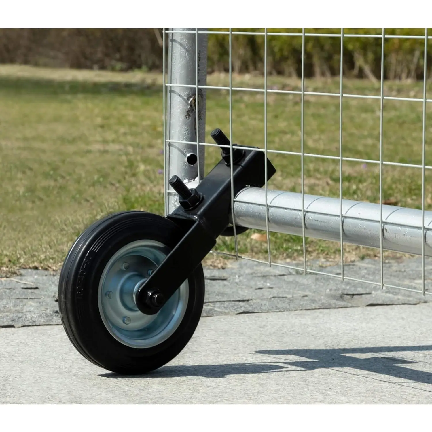 6 Inch Gate Wheel Gate Caster Kit with 1-5/8" Thru 2" Gate Frames, Heavy Duty Gate Helper Wheel Gate Support Wheel for Chain Link Fence Swing Gate, Black