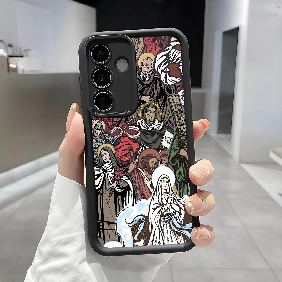 Catholic Saints Collage Phone Case,Enhanced Camera Protection,Shockproof Skin-Friendly Touch Soft Cover for Samsung Galaxy S21 S22 S23 S24 S25 S26 Ultra Plus FE A13 A14 A15 A16 A17 A33 A34 A35 A36 A52 A53 A54 Note20 Christian Devotional Gift for Believers