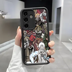 Catholic Saints Collage Phone Case,Enhanced Camera Protection,Shockproof Skin-Friendly Touch Soft Cover for Samsung Galaxy S21 S22 S23 S24 S25 S26 Ultra Plus FE A13 A14 A15 A16 A17 A33 A34 A35 A36 A52 A53 A54 Note20 Christian Devotional Gift for Believers