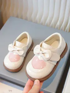 Girls' Valentine's Day Mary Jane Shoes, Toddler Kindergarten Casual PU Leather Heart Butterfly Knot Soft Sole