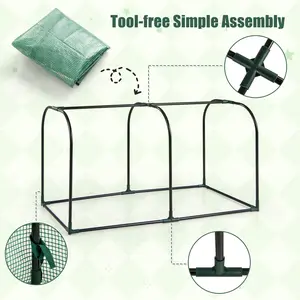 COSTWAY - Mini Tunnel Greenhouse with Roll-up Zipper Door-Green