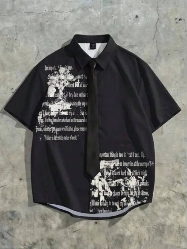 Menswear Men's Short-Sleeve Top - ROMWE Gothic 97 Print Mesh Football Jersey T-Shirt, Loose Streetwear Tee