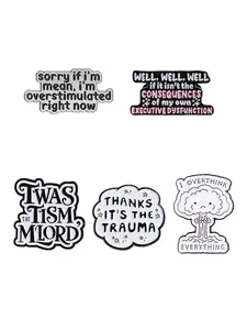 5-Piece Autism Awareness ADHD Mental Health Raise Awareness Enamel Pis Creative Alloy Brooches Lapel Backpack Badge Fashion Jewelry Accessories Gift For Friends Fashion Accessory