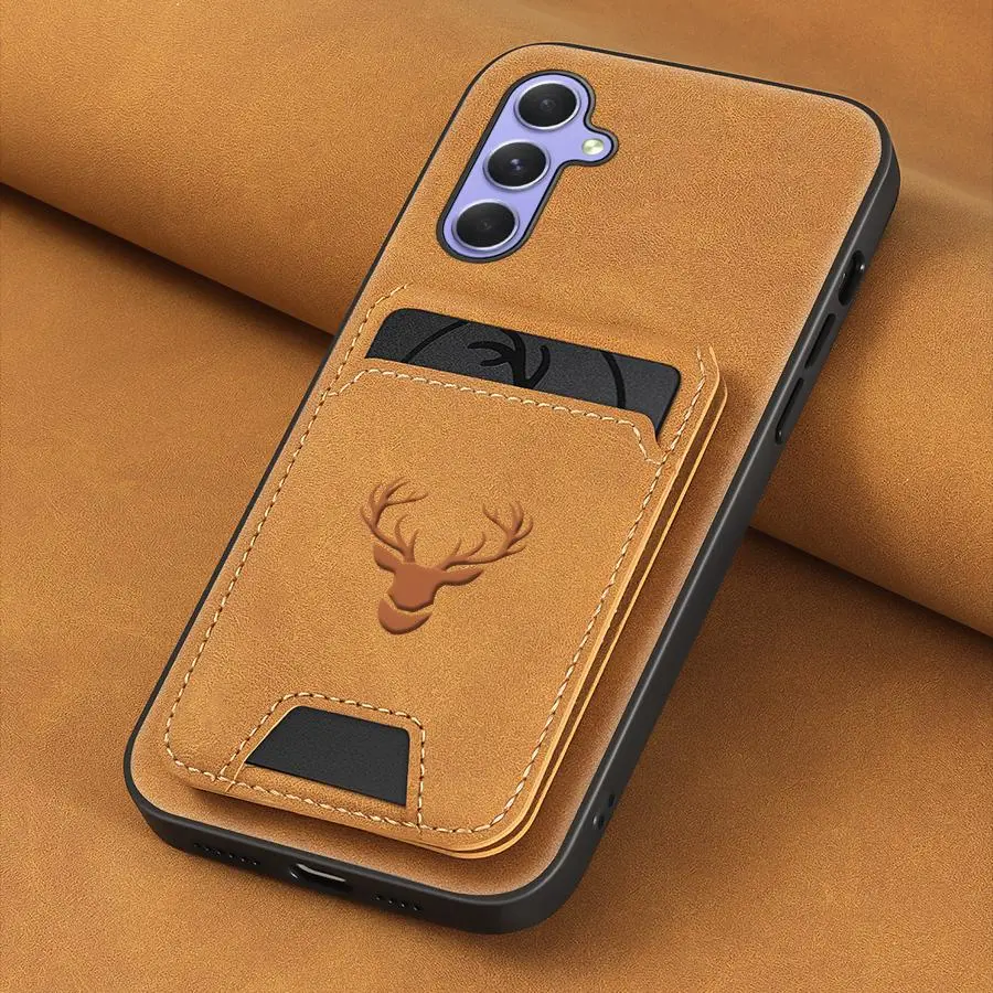 Luxury PU Leather Card Bag Phone Case, Shockproof Phone Protective Cover, Phone Accessory Compatible with Samsung A55 A35 A25 A15 A05S A54 A34 A24 A14 A53 A33 A23 A13 A52 A32 A12 A51 A71 Cellphone Casing, Matte Protective Cover