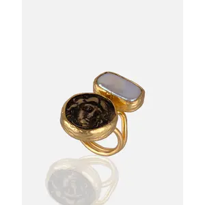 Lapis Pearl Adjustable Ring