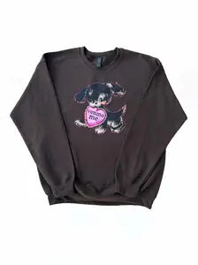 venmo me puppy crewneck sweatshirt in chocolate brown valentines day vintage aesthetic