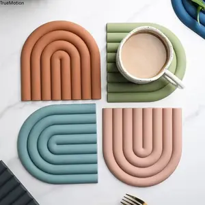 Rainbow Silicone Pot Mat - Thickened Heat Resistant Non-Slip Table Cup Mat for Kitchen Countertop & Dining
