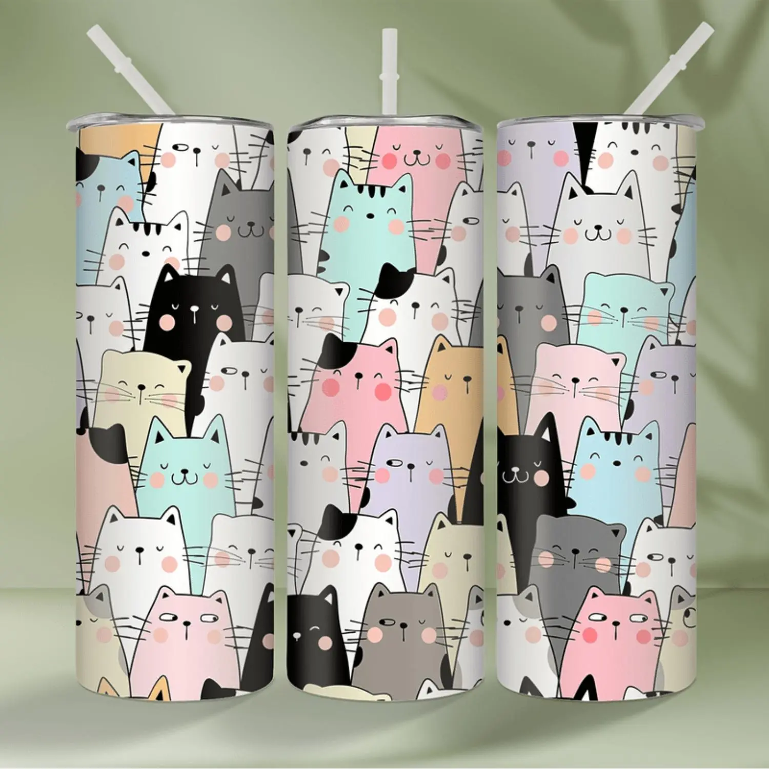 Insulated 20oz Stainless Steel Tumbler Featuring Adorable Cat Design Perfect for Gifting and Everyday Use Ideal for Home and Kitchen