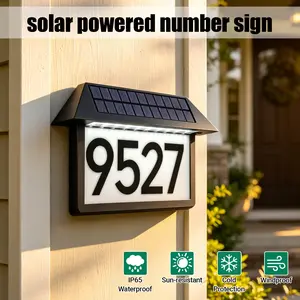 RigidBeam Solar Address Sign Solar Powered Luminous House Number Lighted Up Plaque Outdoor Waterproof for Patio Yard Home IP65 Sun-resistant Cold Protection Windproof